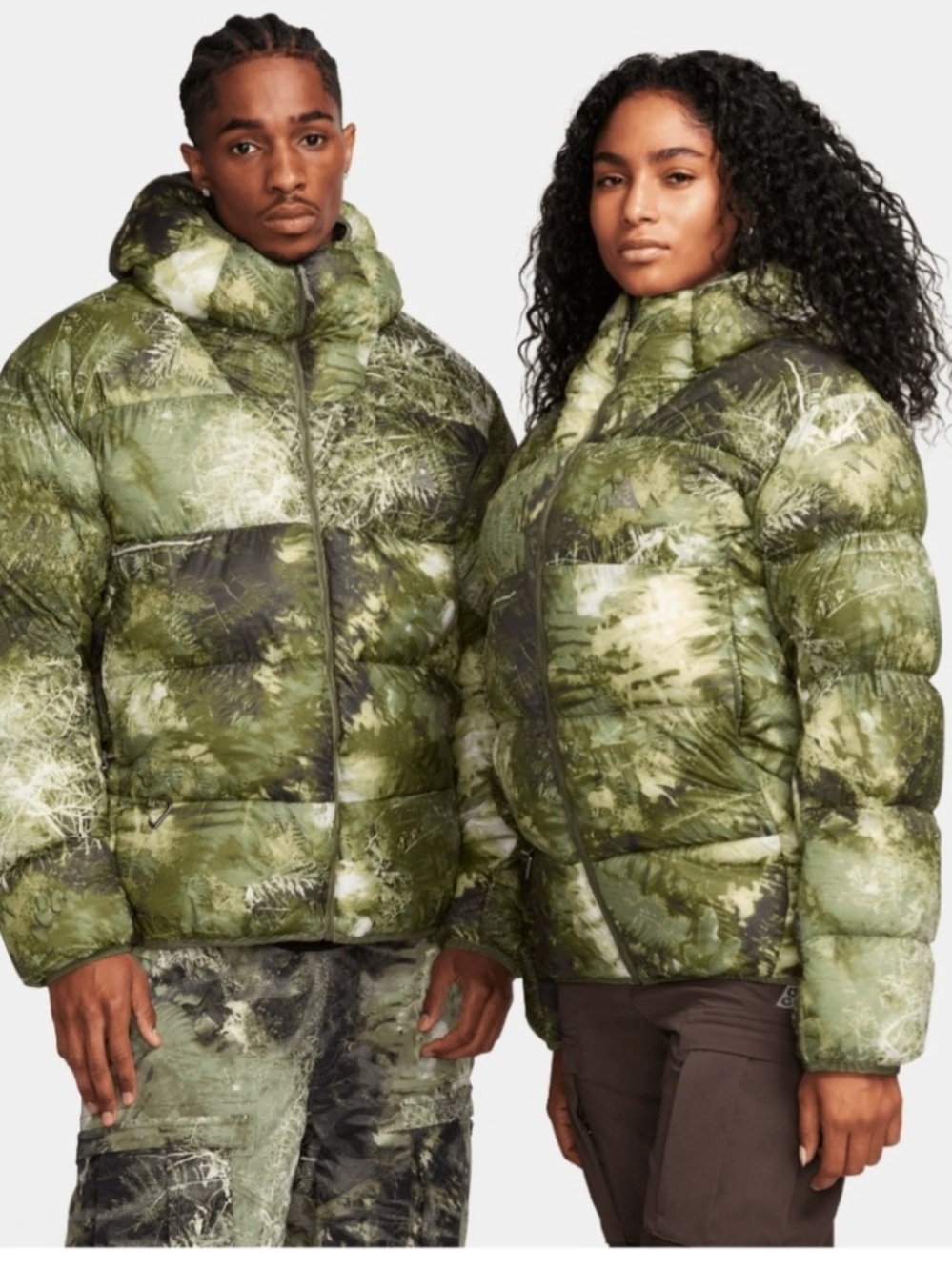 Nike ACG Lunar Lake green camo unisex primaloft packable hooded puffer large